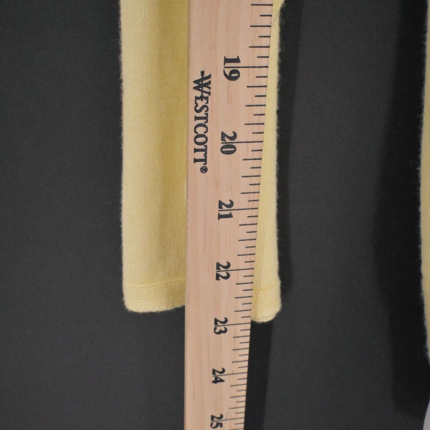 J JILL Sweater Womens Size L Petite Yellow Knit Cotton White Contrast Hem Preppy