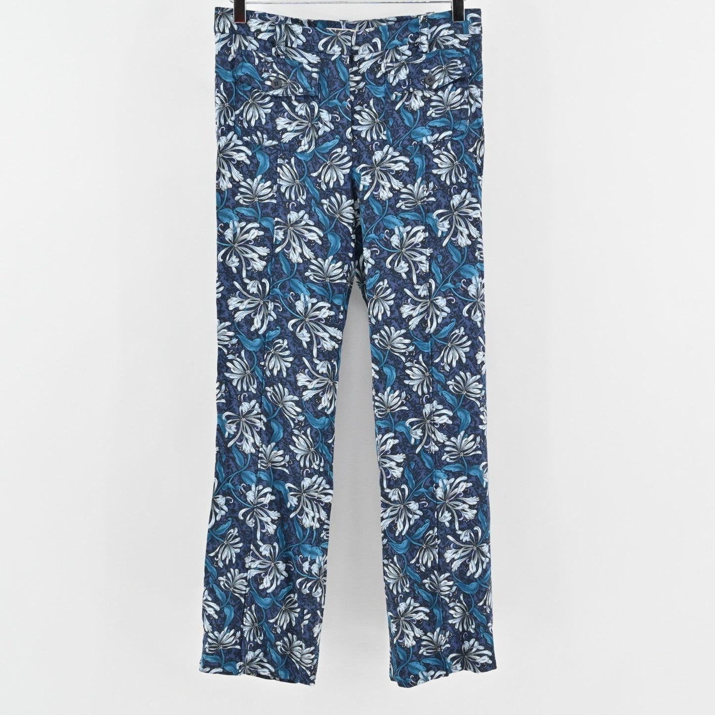 REBECCA TAYLOR Pants Womens Size 8 High Rise Bootcut Blue Floral Print Pocket