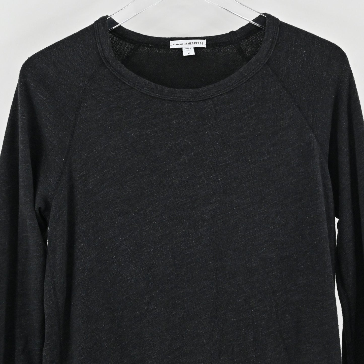 James Perse Womens Vintage Fleece Raglan Sweatshirt Size L Standard Black Casual