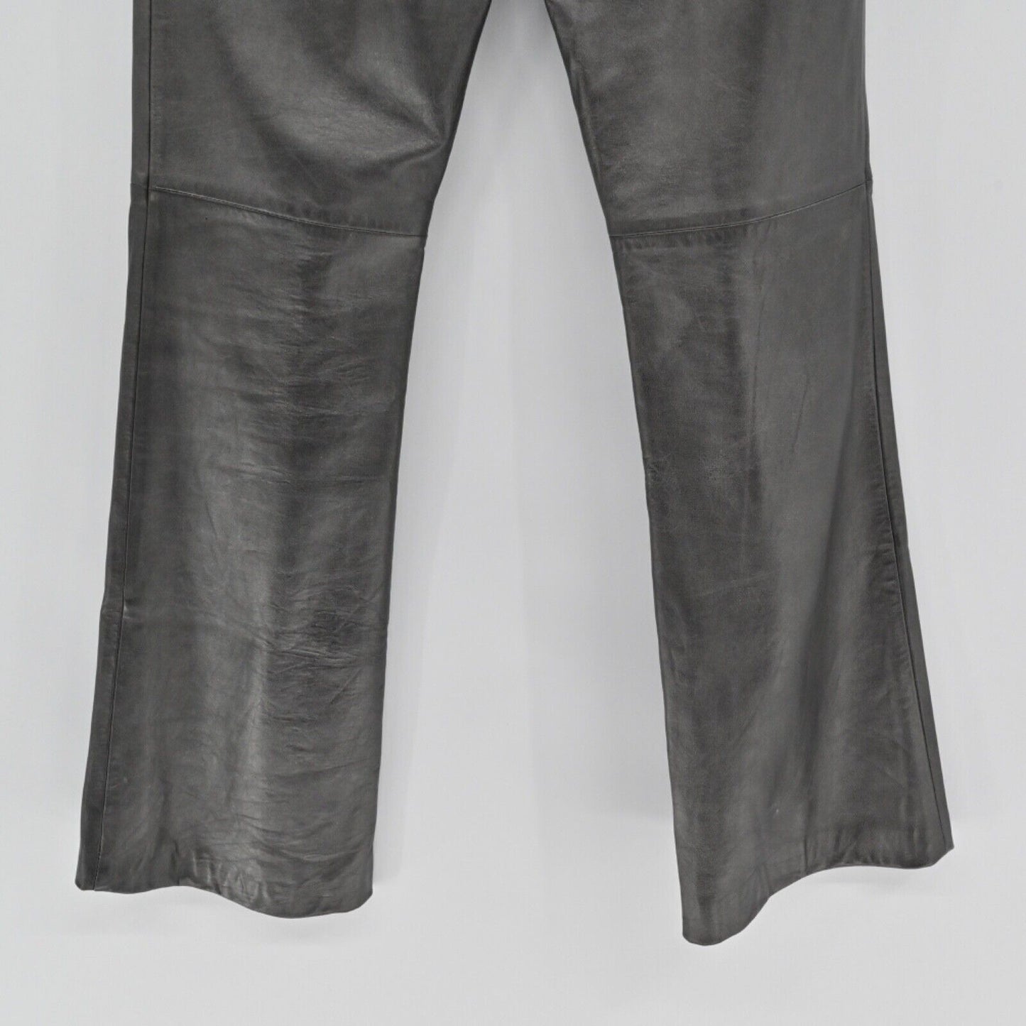 Vtg CACHE Pants Womens Size 4 Gray 100% Lamb Leather Mid Rise Bootcut Retro 00s