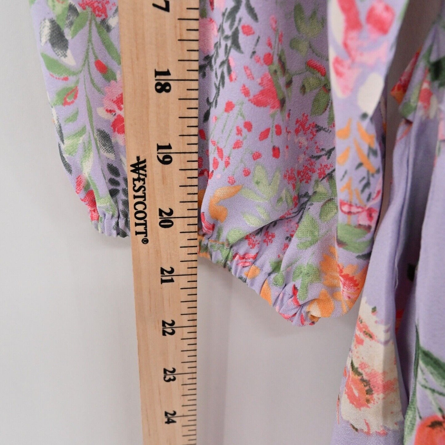 TOLANI Collection Dress Sz S Lavender Floral Balloon Sleeve Ruffle Peasant Bloom