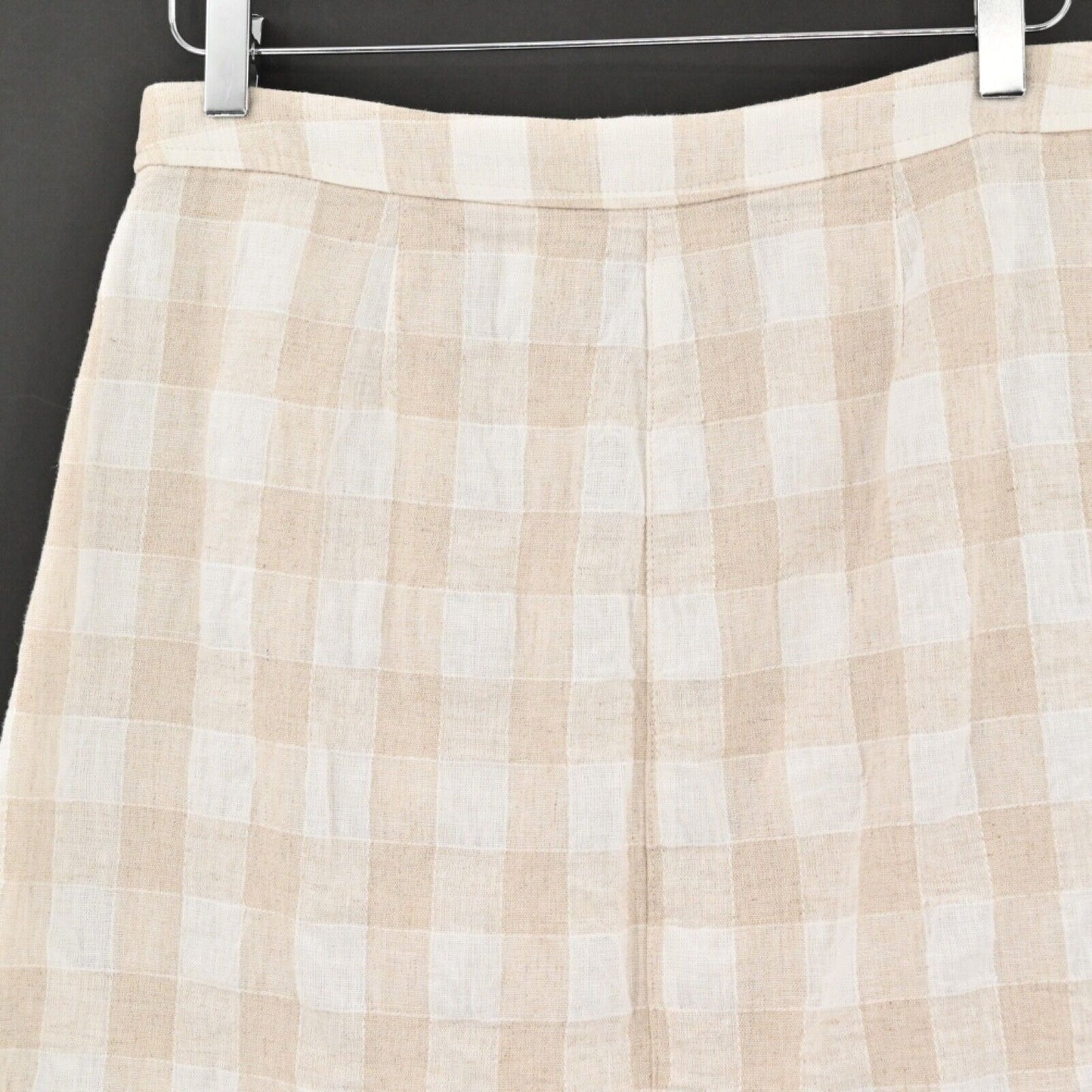 MADEWELL Skirt Womens Size 8 Tulip Hem Wrap Mini Tan Buffalo Check Linen Cotton