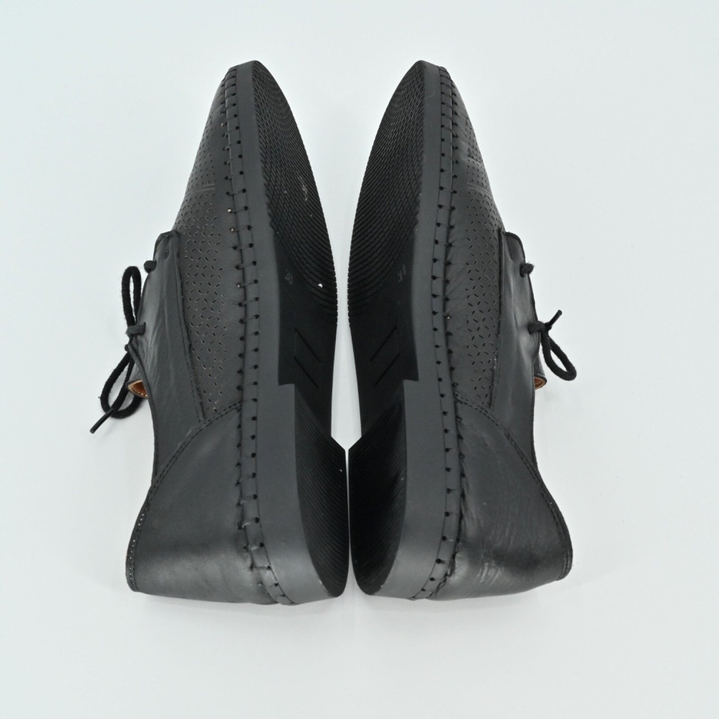 MARAK Loafers Womens Size 38 Black Mari Perforated Leather Lace Up Whipstitched