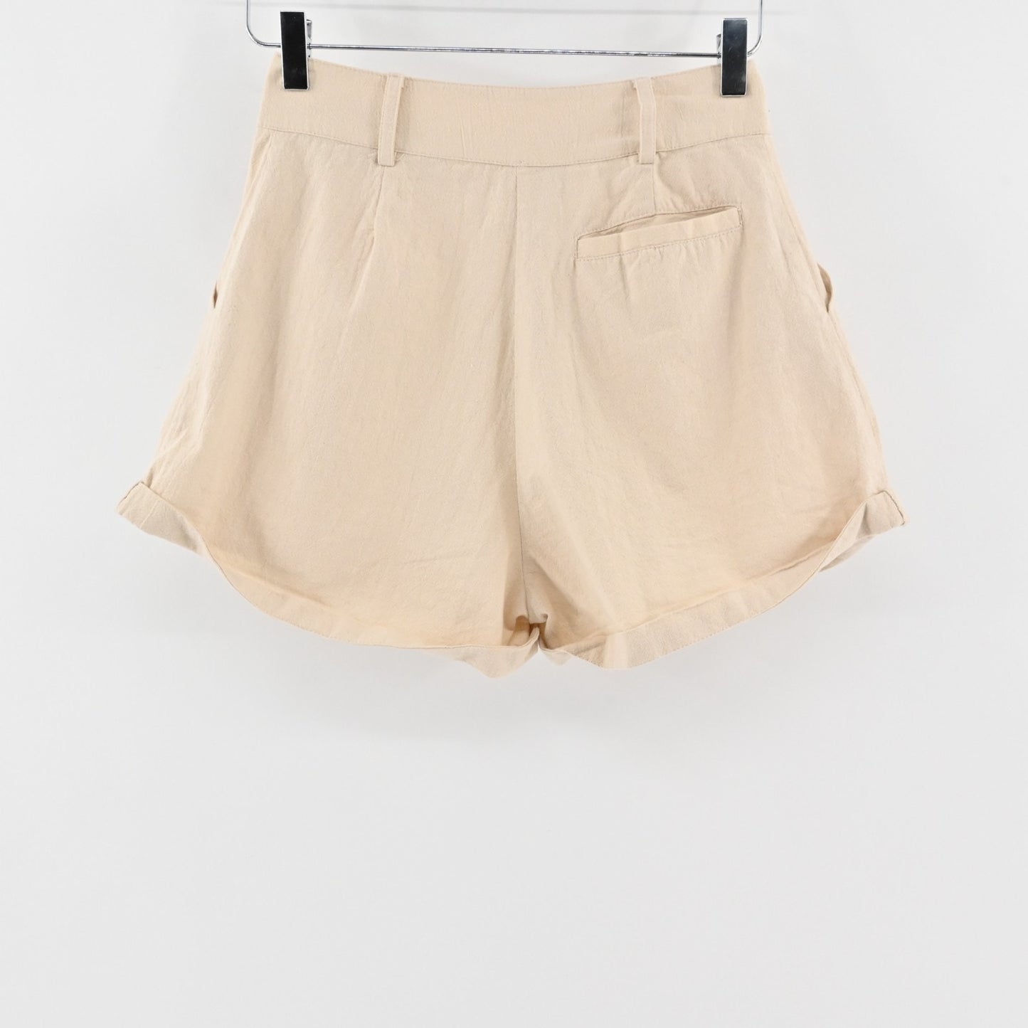 FREE PEOPLE Womens Khaki Shorts Size XS Preppy Cuffed Pleated High Rise Cotton
