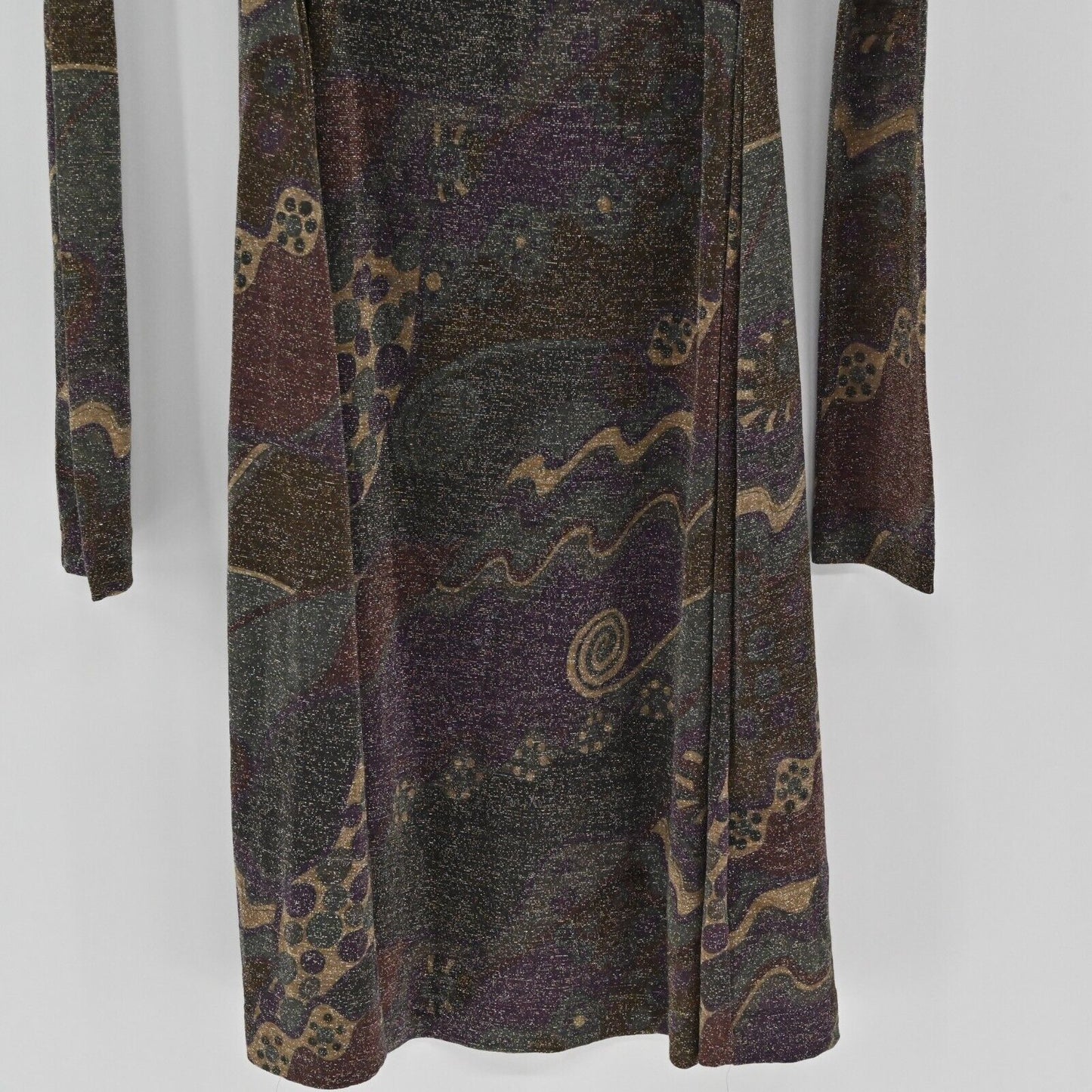 MALIPARMI Dress Womens Sz 46 US M Abito Jersey Wool Metallic Abstract Multi NEW