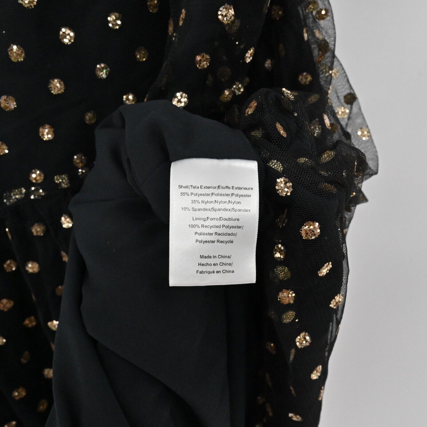 MODCLOTH Dress Womens Size L Another Brilliant Polka Dot Black Gold Tie Shoulder