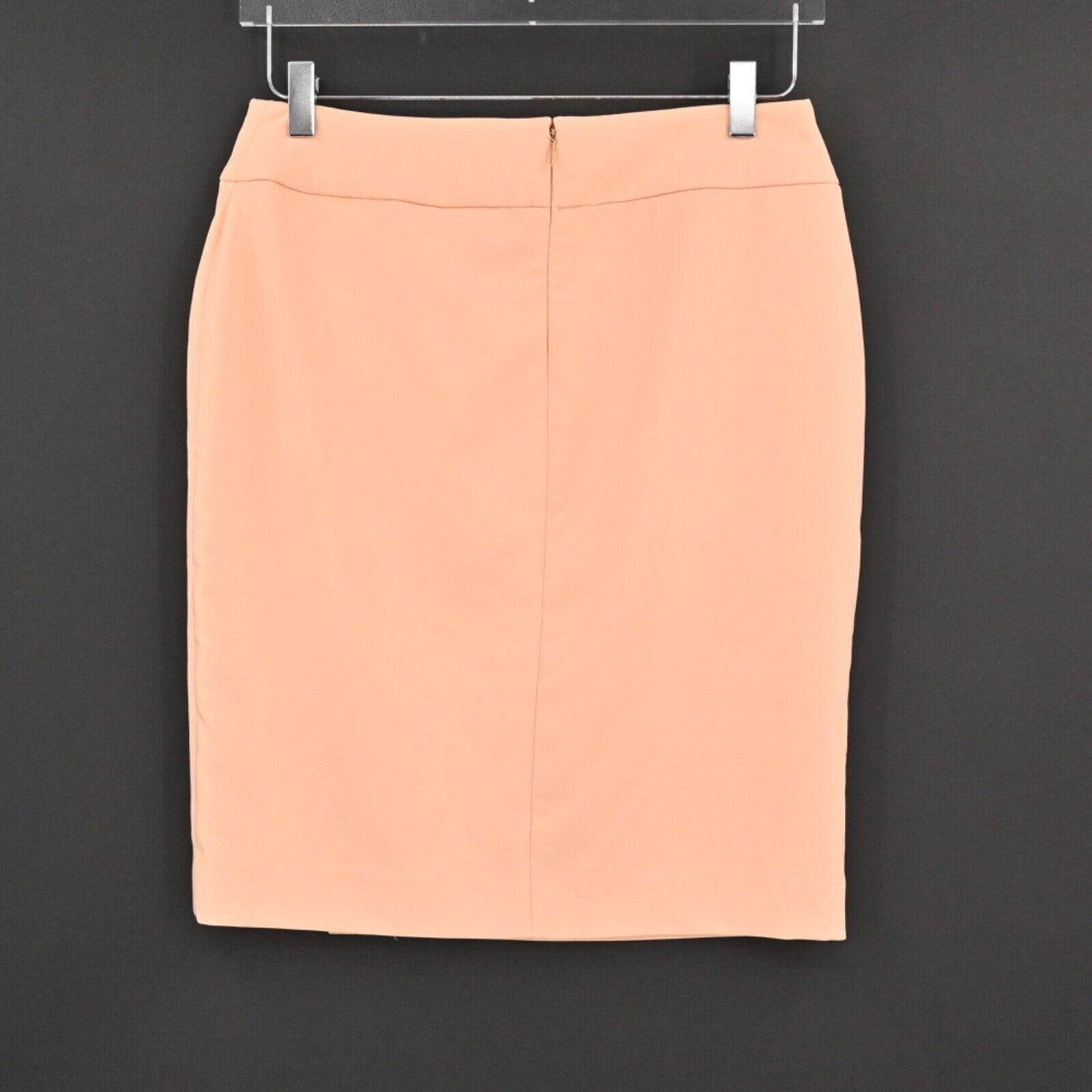 New CALVIN KLEIN Skirt Womens Size 6P Peach Coral Faux Wrap Pencil Pearl Button