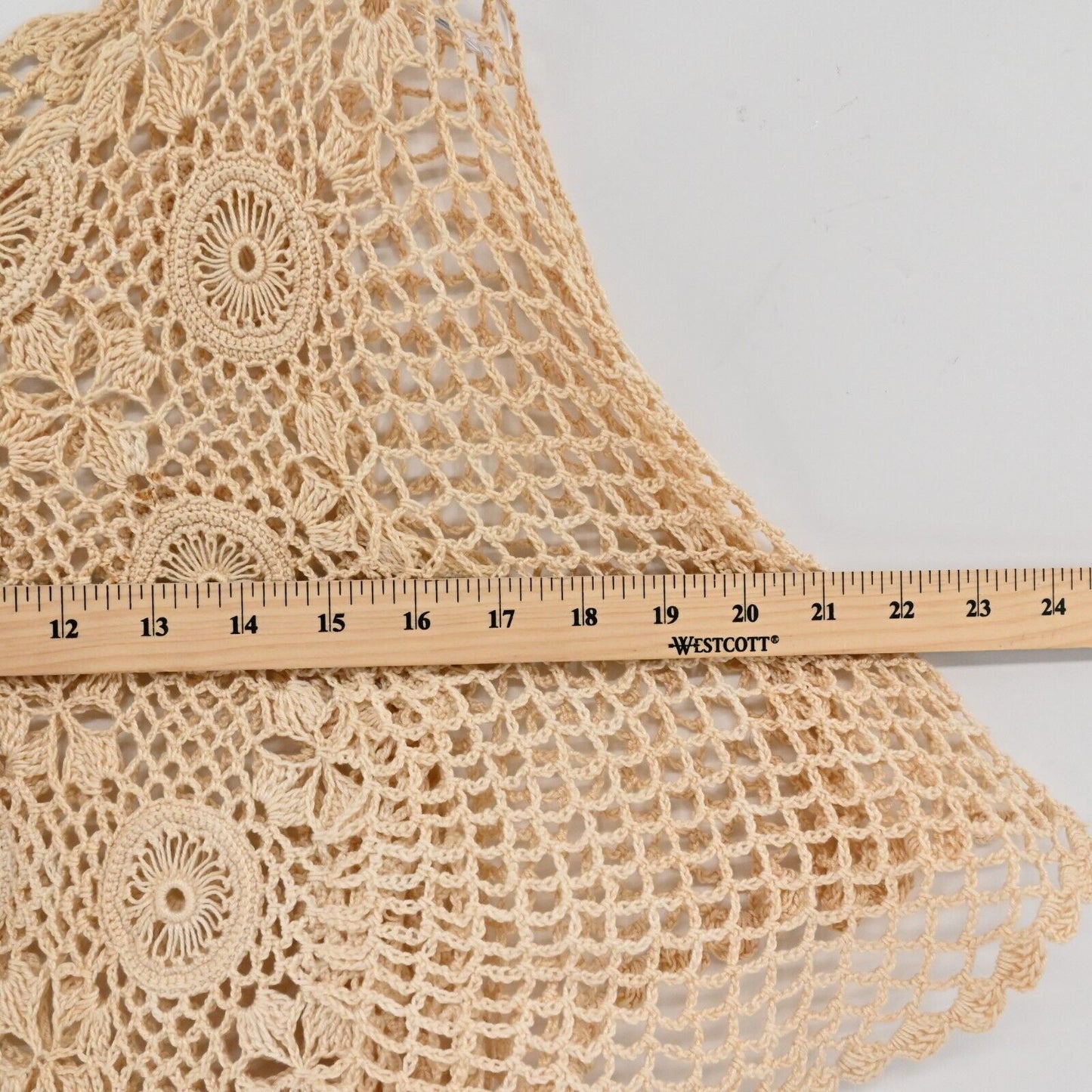 Vtg SK IMPORTS Crochet Top Womens Sz S Handmade Knit Boho Flutter Festival Fairy