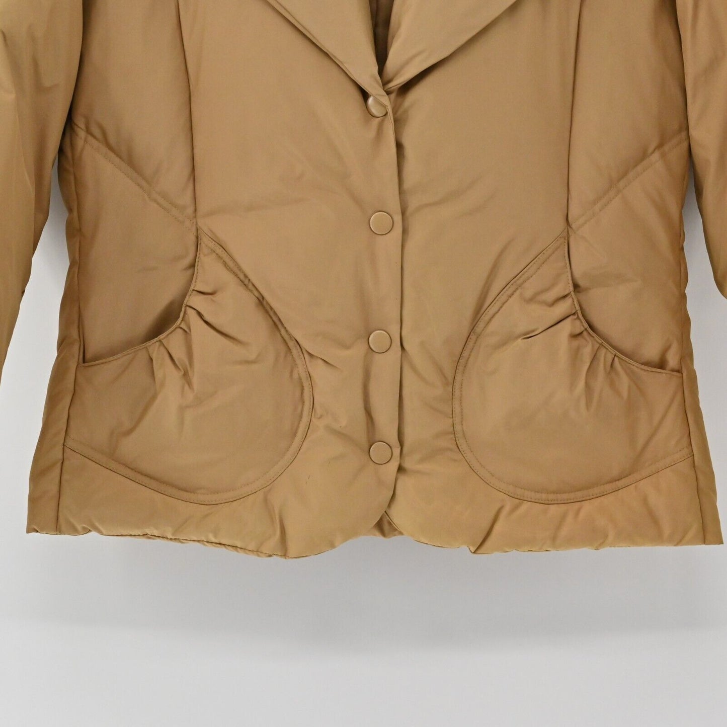 ZARA Jacket Womens Size L Basic Puffer Long Sleeve Brown Button Coat Wide Collar