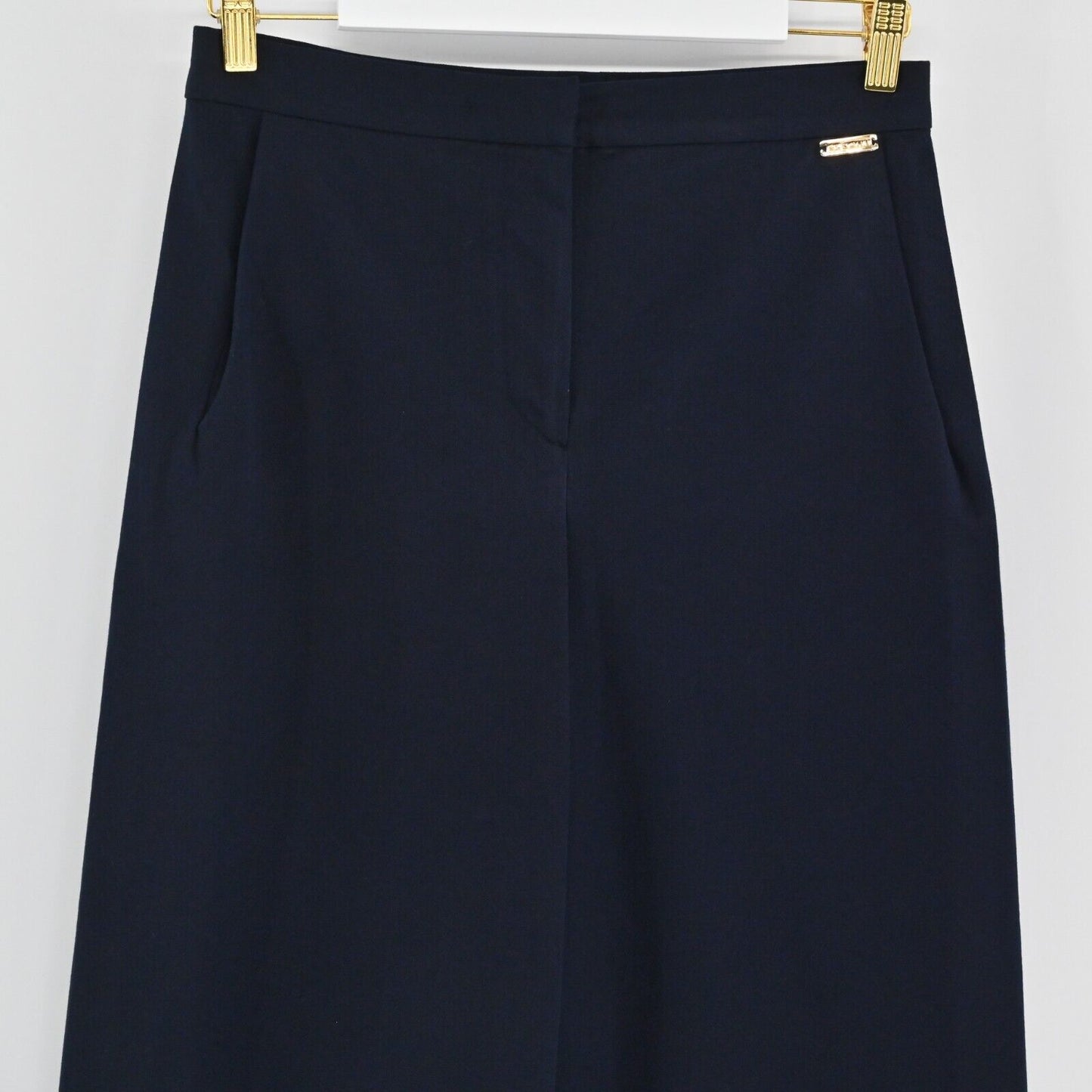 Vtg ST JOHN Womens Size 6 Navy Pants Jeans Gold Wide Leg Cropped Ankle Sport 90s