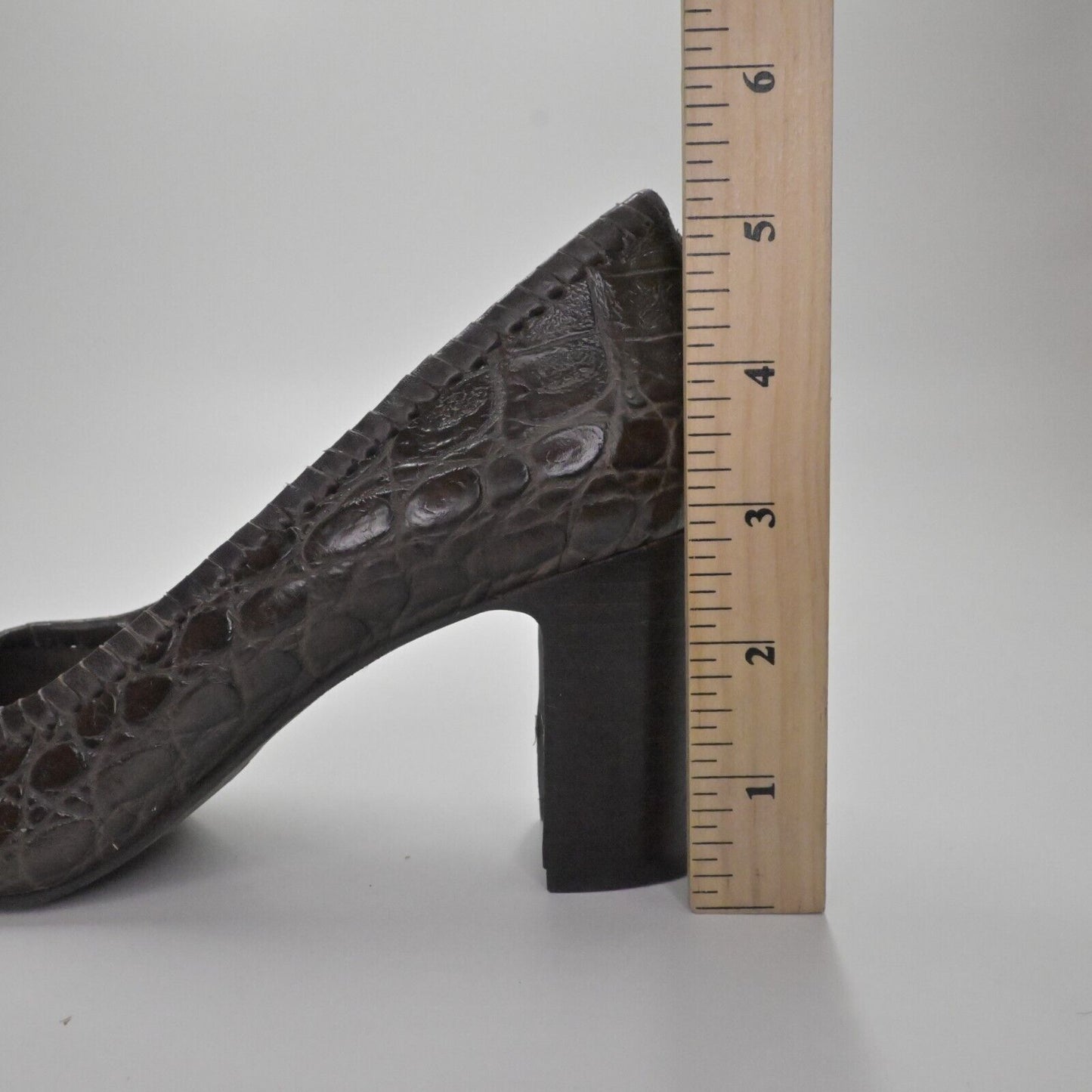 JACK ROGERS Heels Womens Size 7 Coin Isabelle Brown Croc Leather Pump Round Toe