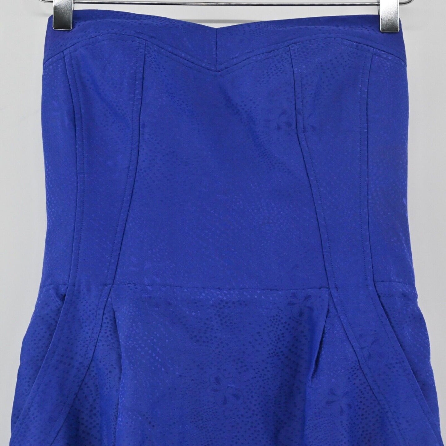 REBECCA TAYLOR Dress Womens Size 6 Blue Floral Silk Blend Strapless Sweetheart