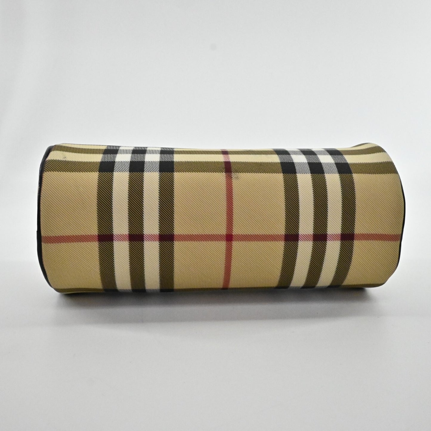 Vtg BURBERRY Mini Barrel Bag Nova Check Tan Plaid Signature Zip Closure Shoulder