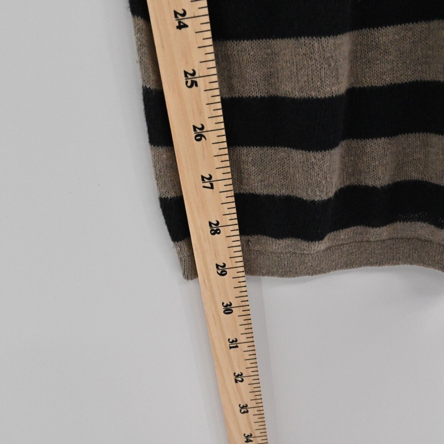 VINCE Top Womens Size S Brown Black Stripe Cotton Sweater Dolman Half Sleeve