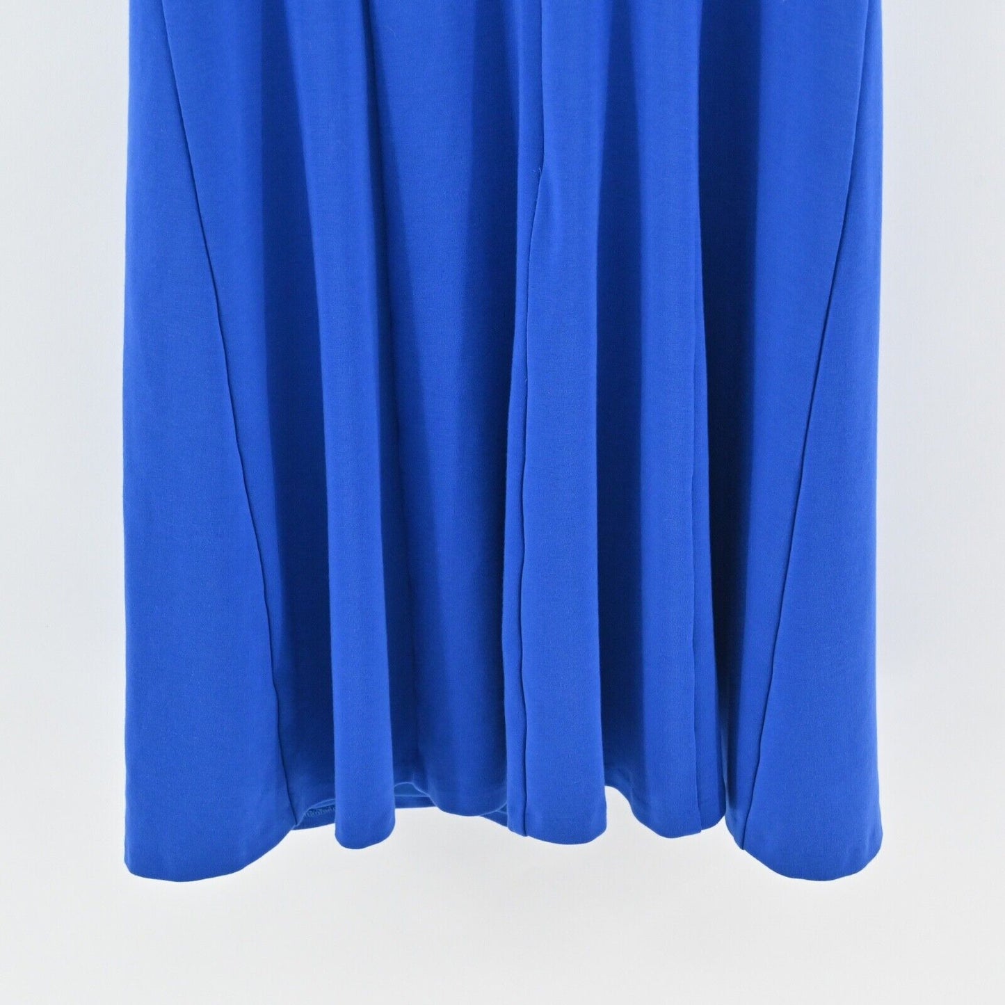 H by HALSTON Dress Sz 6 Blue Ruffle Flutter Sleeve Faux Wrap V Neck Jersey Shift