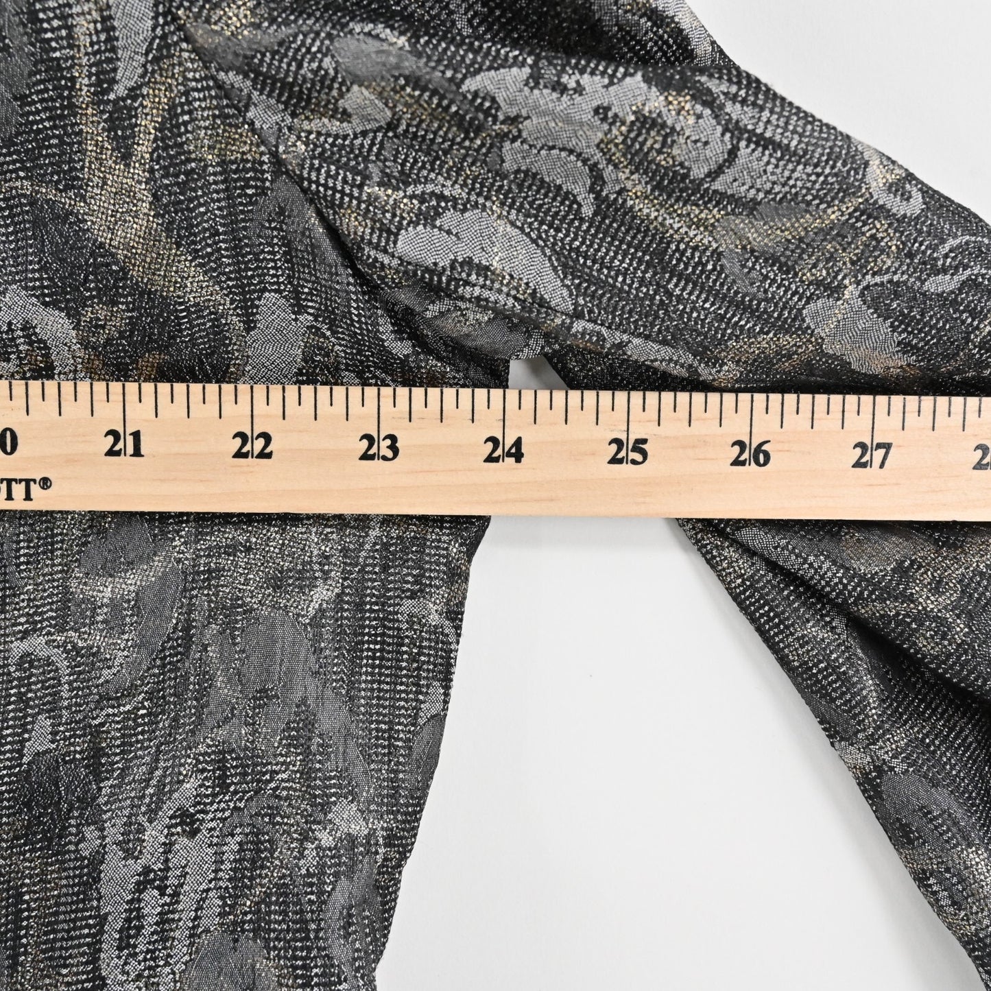 CHICOS Jacket Womens Size XL Barrett Shimmering Scroll Dark Gray Gold Zip Front