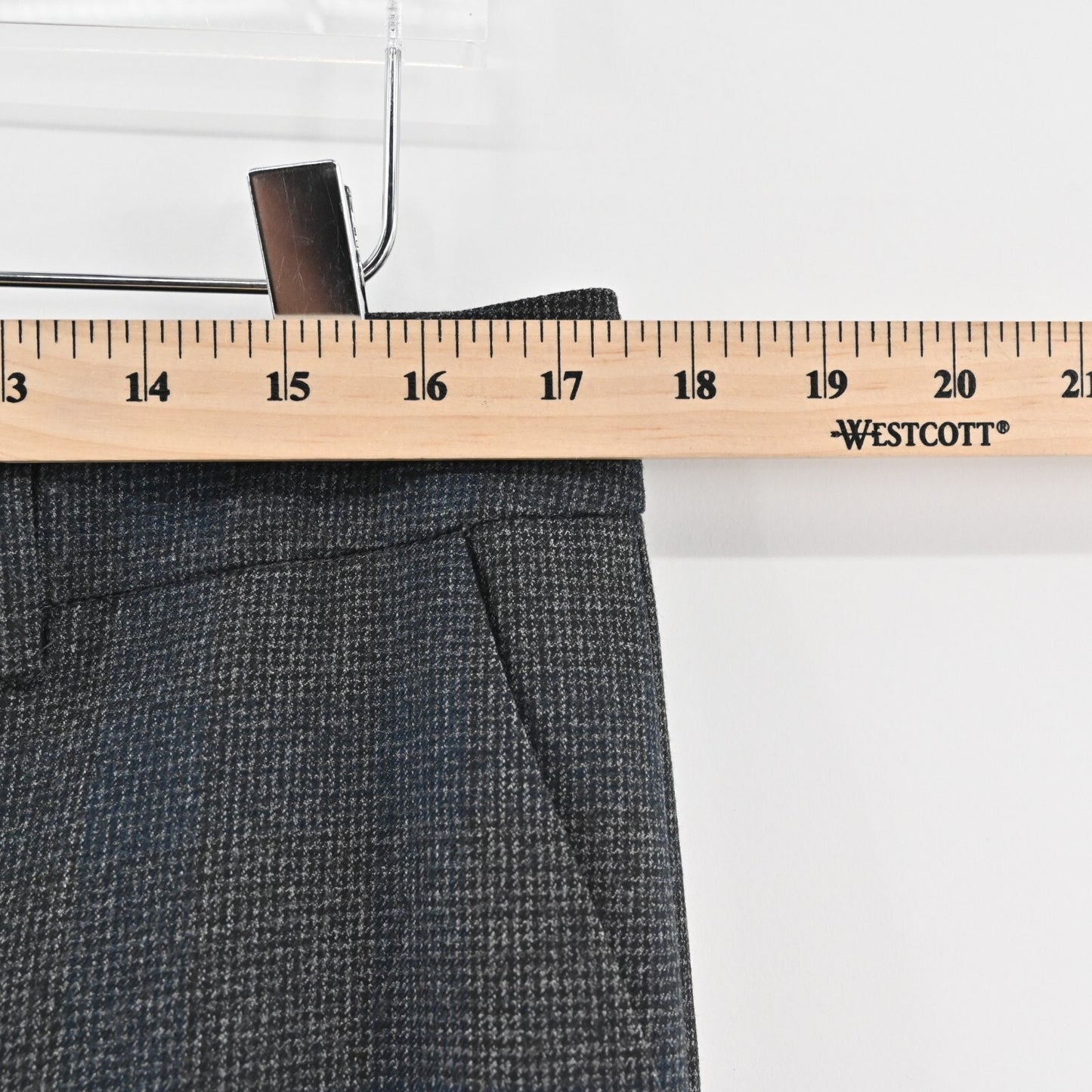 ELIE TAHARI Pants Womens Size 12 Virgin Wool Gray Blue Plaid Straight Trousers