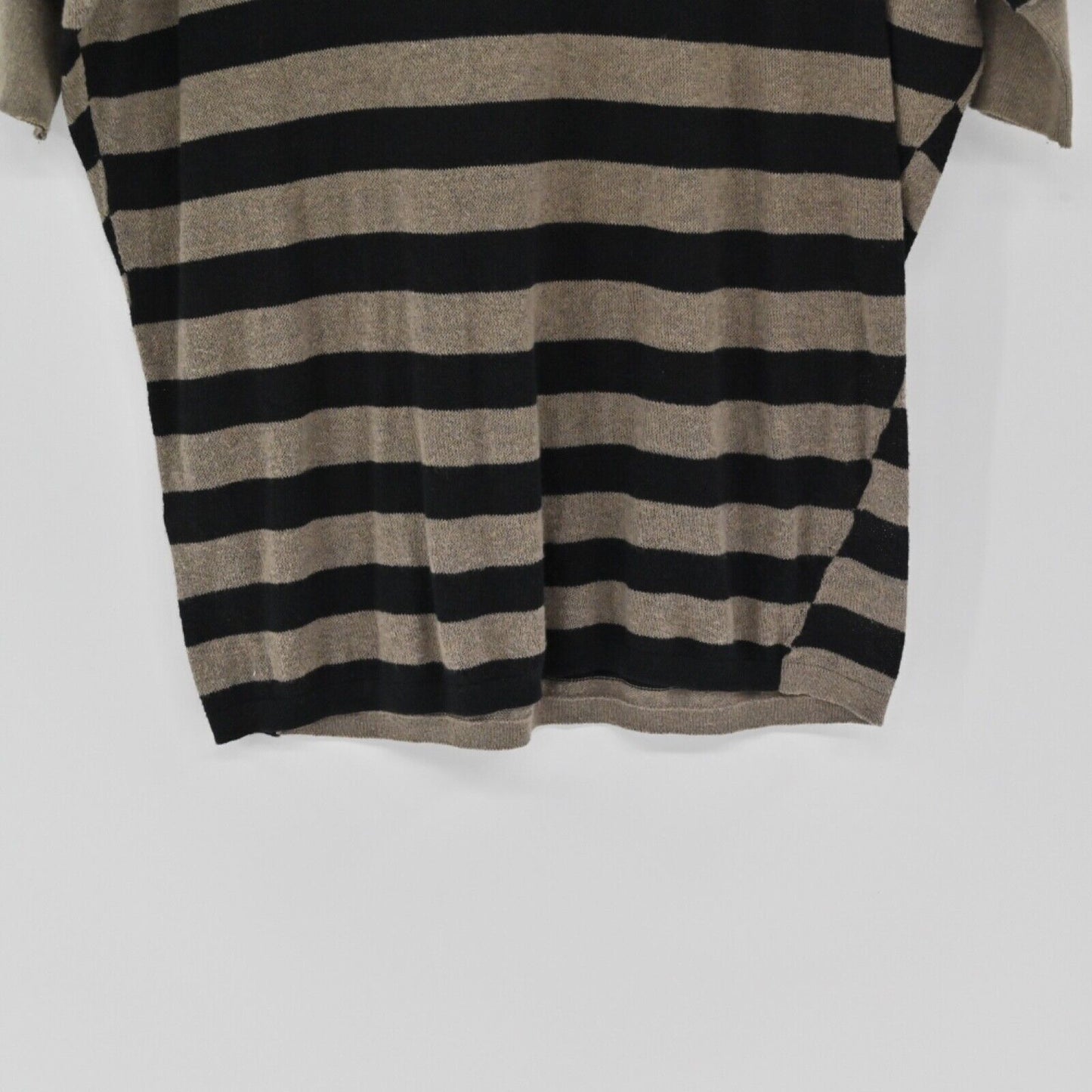 VINCE Top Womens Size S Brown Black Stripe Cotton Sweater Dolman Half Sleeve