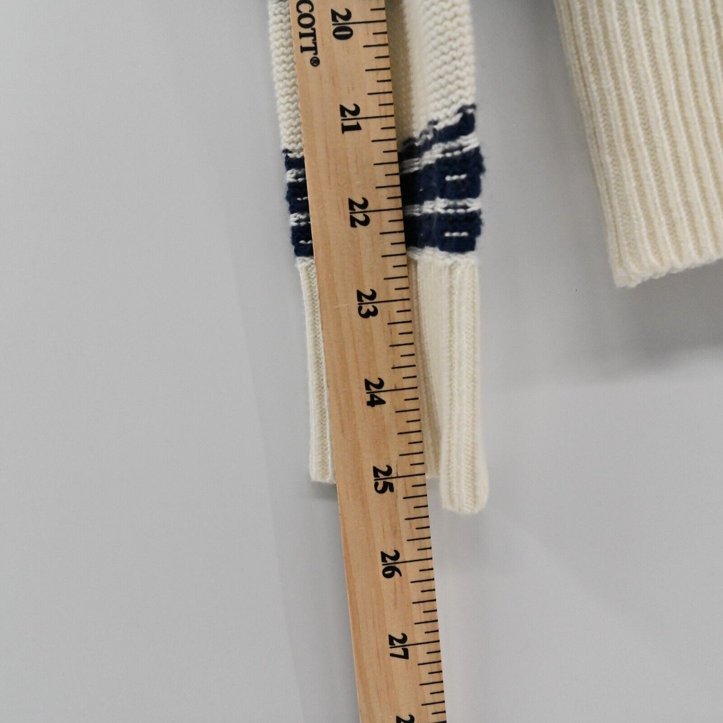 BARNEYS NEW YORK Sweater Womens Sz XS Navy Blue Ivory Stripe Cotton Blend Preppy