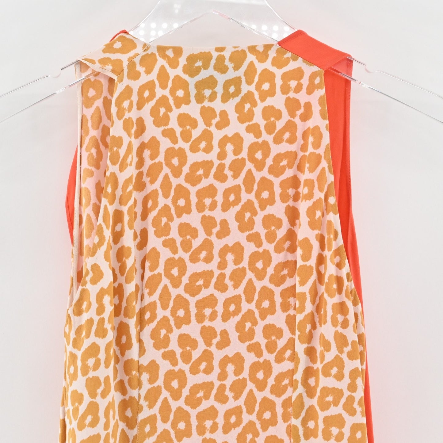 3.1 Phillip Lim Silk Dress Size 2 Orange Leopard Print Panel Sleeveless Mini