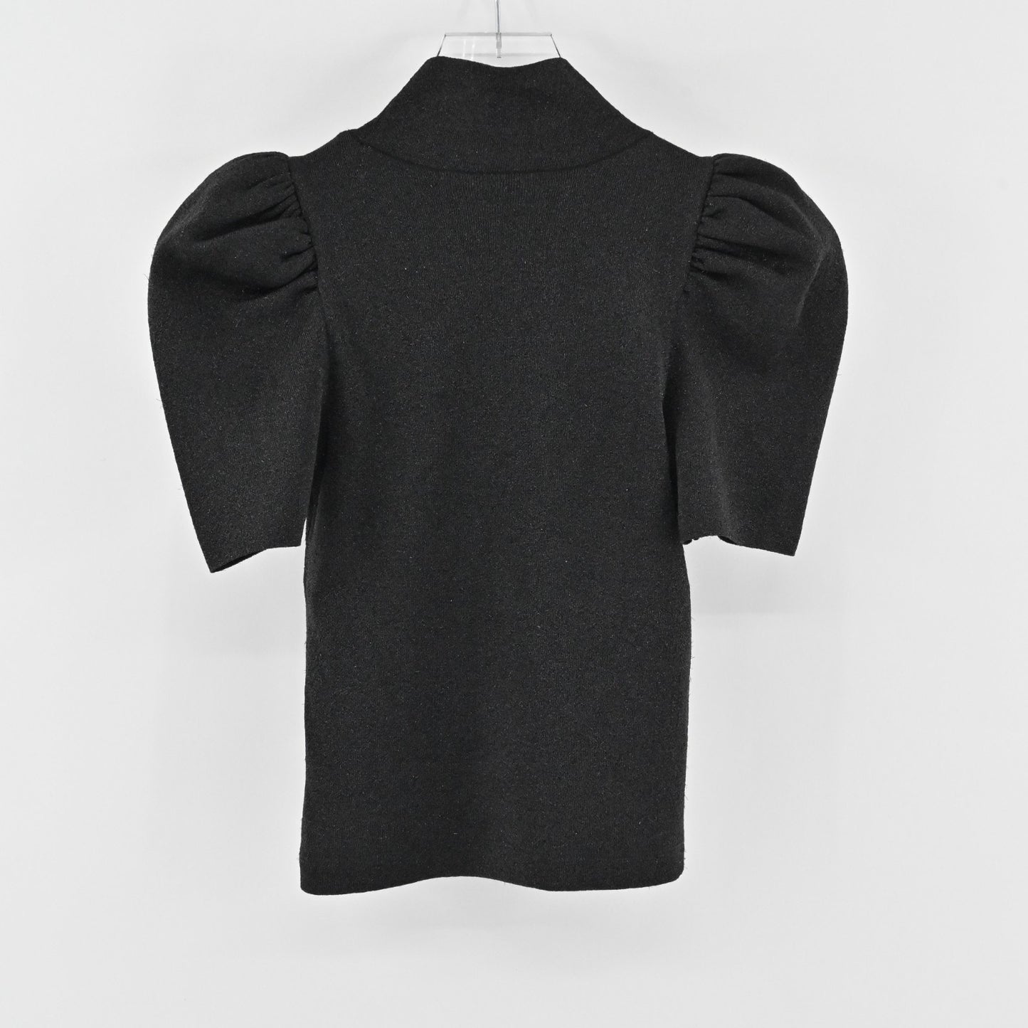 Alice Olivia Womens Black Issa Puff Sleeve Fitted Top Size XS Metallic Wool Chic