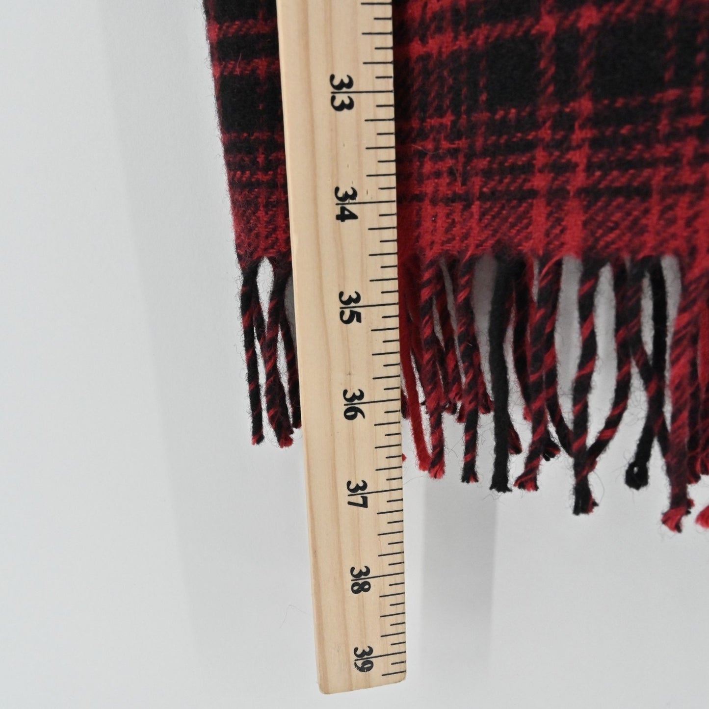 VTG Woolrich Womens Wool Plaid Skirt 16 Midi Red Black Fringe Deadstock Holiday