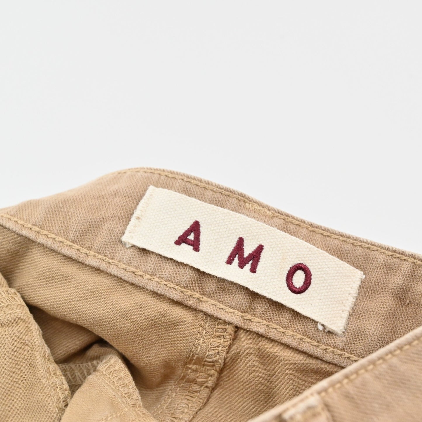 AMO Ellen Womens Pants Size 25 Straight Cargo Pocket Trouser Tan Linen Blend