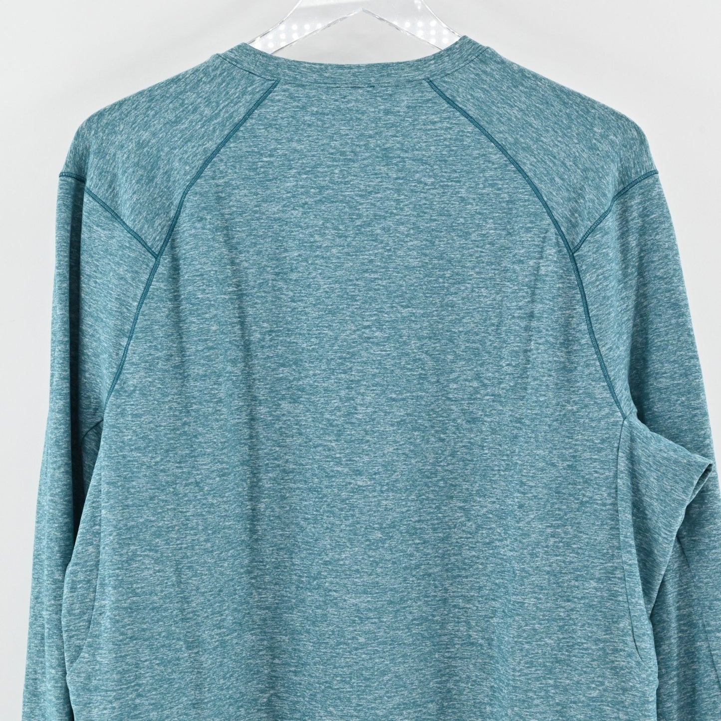 Lululemon Mens Surge Warm Long Sleeve Top Size XL Heathered Blue Zip Pocket Logo