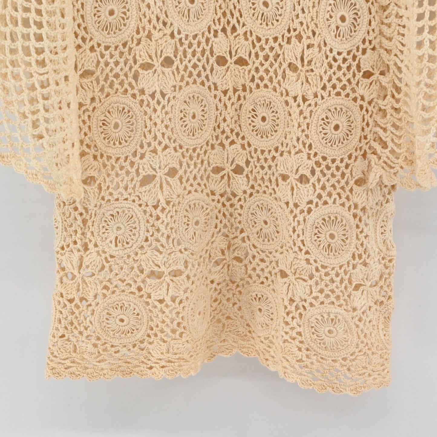 Vtg SK IMPORTS Crochet Top Womens Sz S Handmade Knit Boho Flutter Festival Fairy