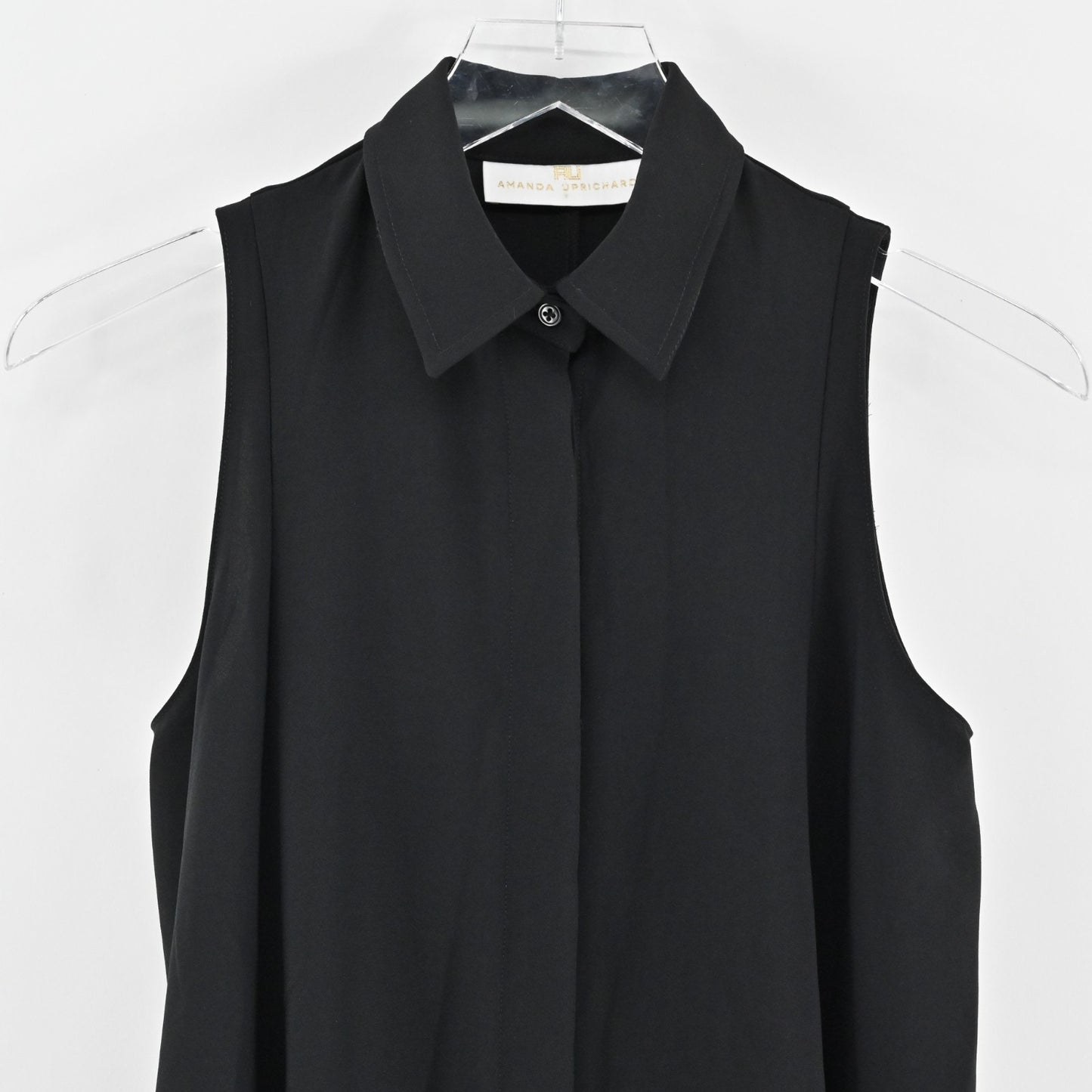 Amanda Uprichard Black Mini Dress Size XS Sleeveless Collared Relaxed Fit Chic