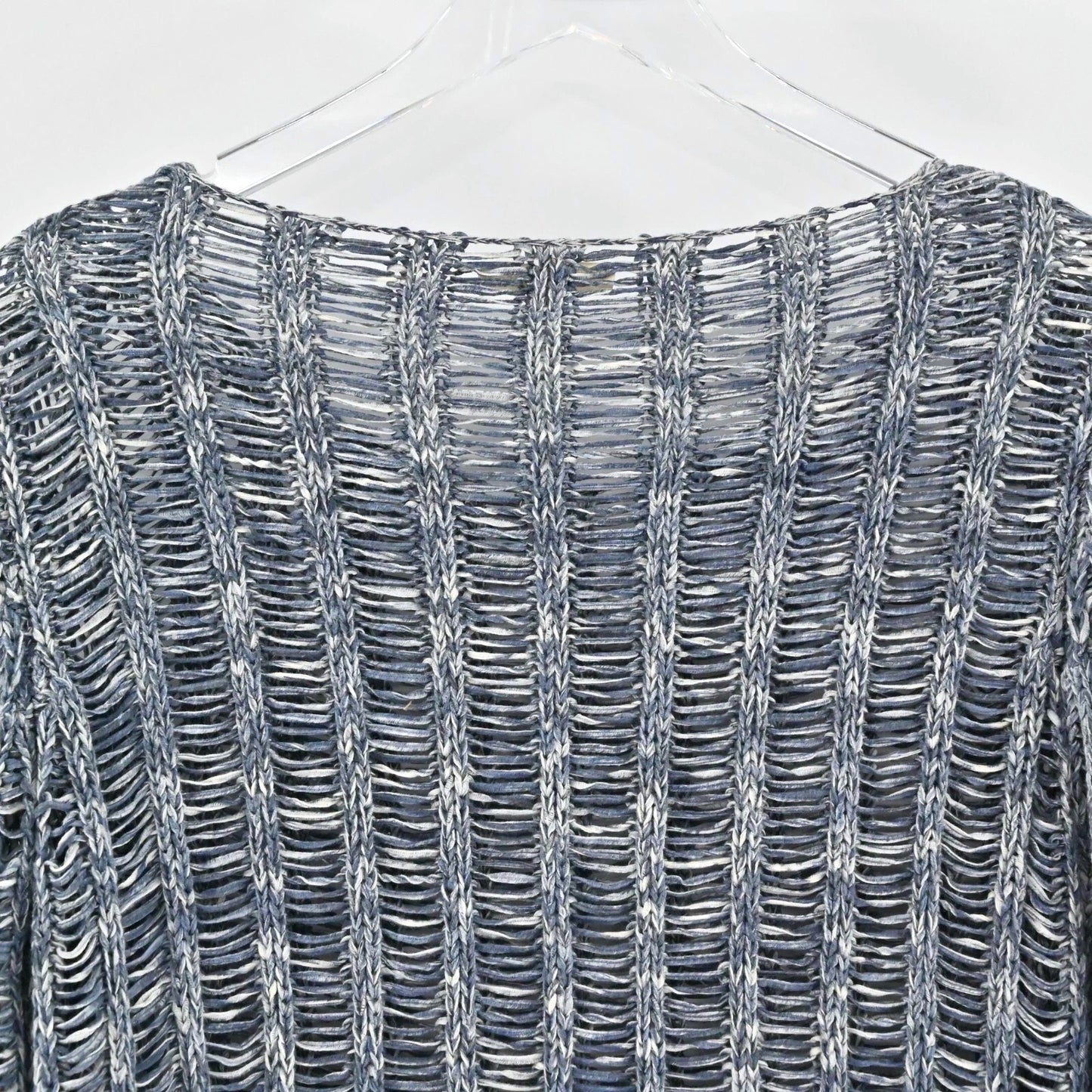 EILEEN FISHER Womens Blue Knit Sweater Size PL Wonder Ladder Pullover Boatneck