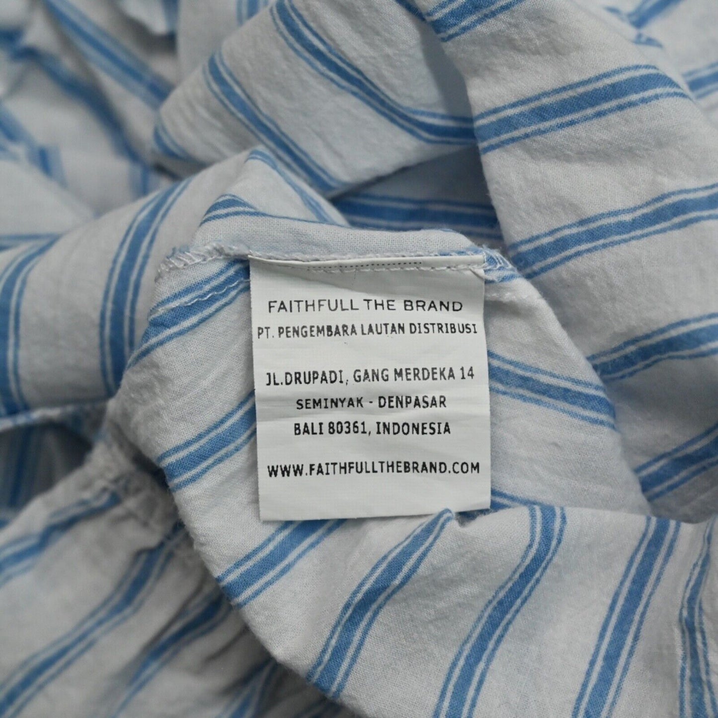 FAITHFULL THE BRAND Dress Womens Size 4 Milos Off The Shoulder Mini Blue Stripe