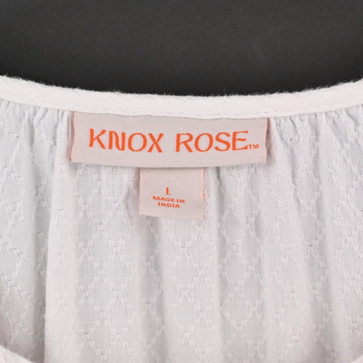 KNOX ROSE Embroidered Dress Womens Size L Cottagecore Tassel Tie Button White