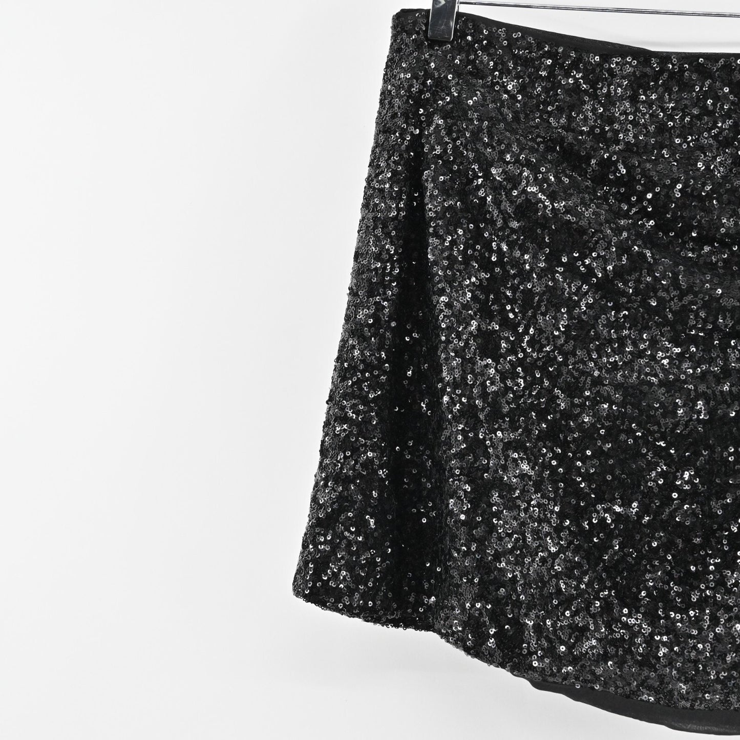 House of Harlow Skirt Size M/L Black Sequin Faux Wrap Side Tie Mini Glam Lined