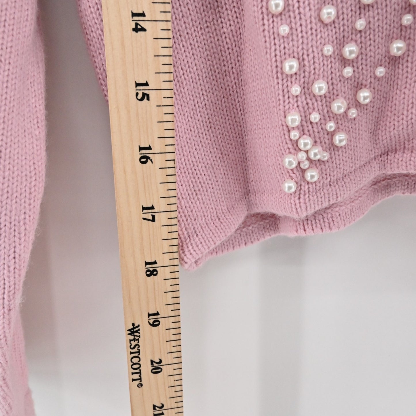 Vtg Y2k Forenza Womens Pink Cropped Cardigan Sweater Size L Pearl Beaded Detail