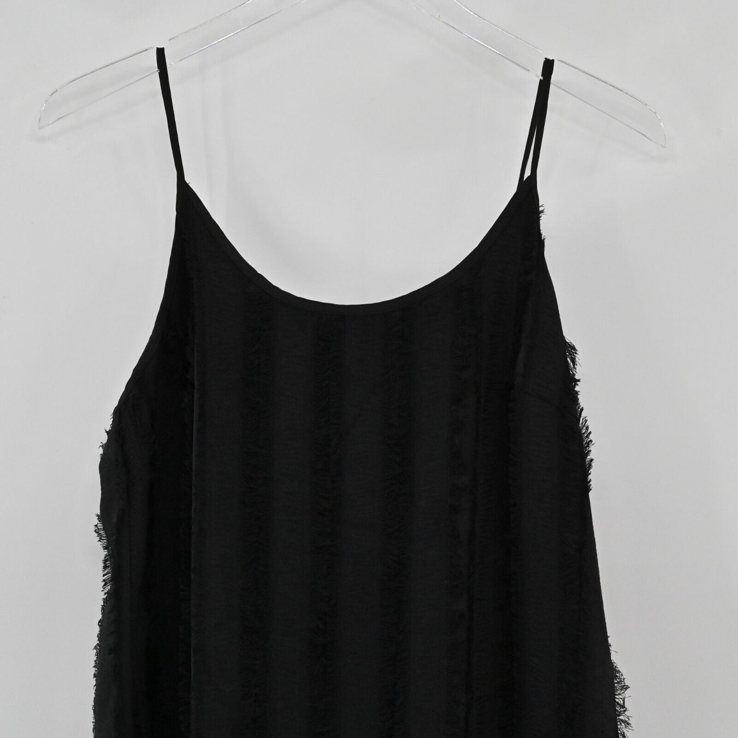 ANTHROPOLOGIE Dress Womens Size S Eri Ali Black Fringed Slip Textured Midi Goth