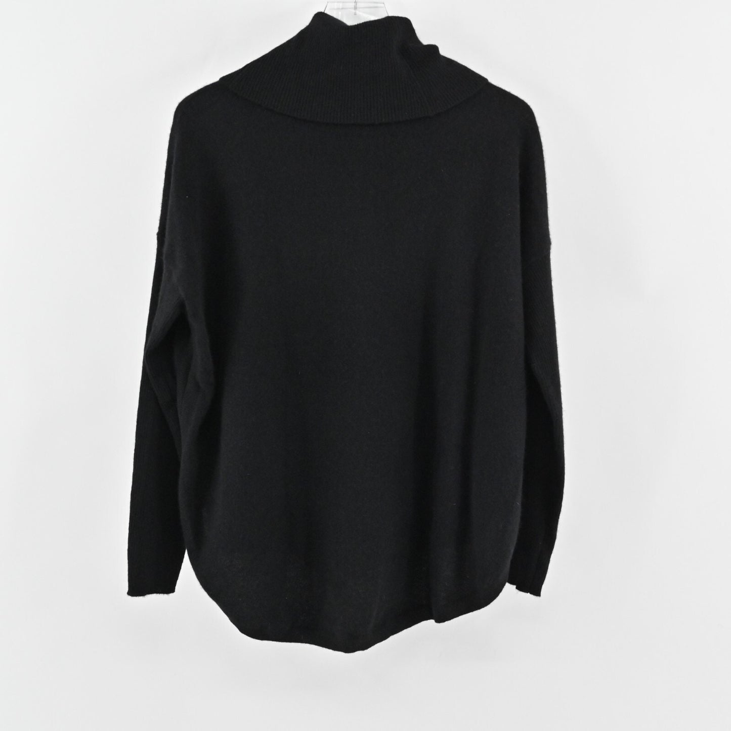 SAKS FIFTH AVENUE Womens Cashmere Sweater Size S Black Knit Cowl Neck Curve Hem