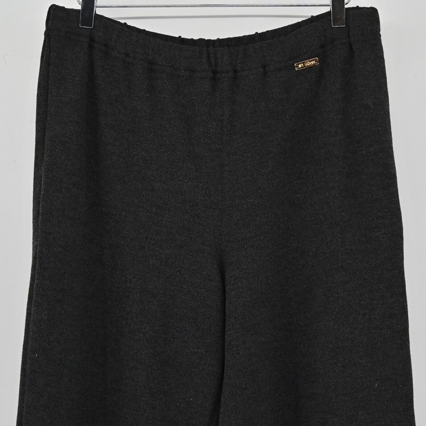 ST JOHN Pants Womens Sz M Sport Slate Grey Solid Santana Knit Pull On High Rise