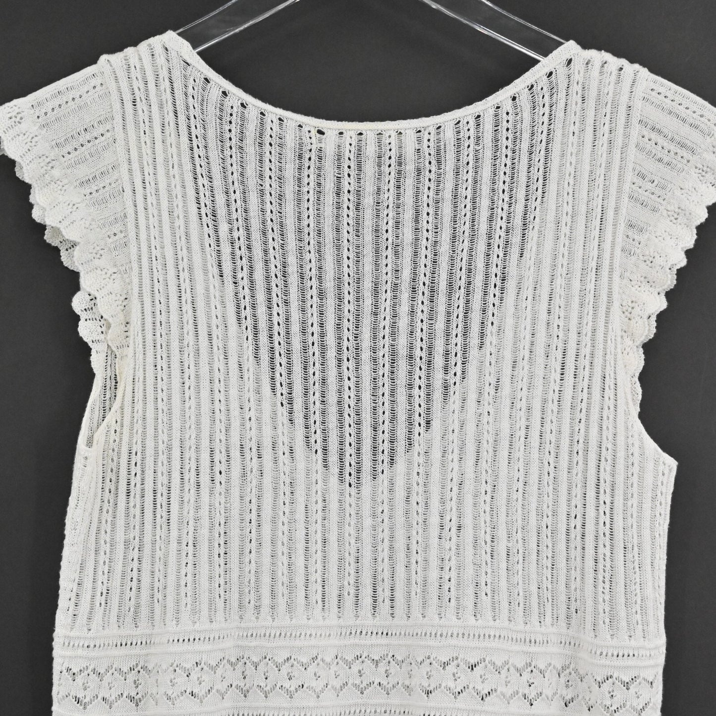 RALPH LAUREN Crochet Top Womens Sz M Black Label White Linen Knit Blouse Capsule