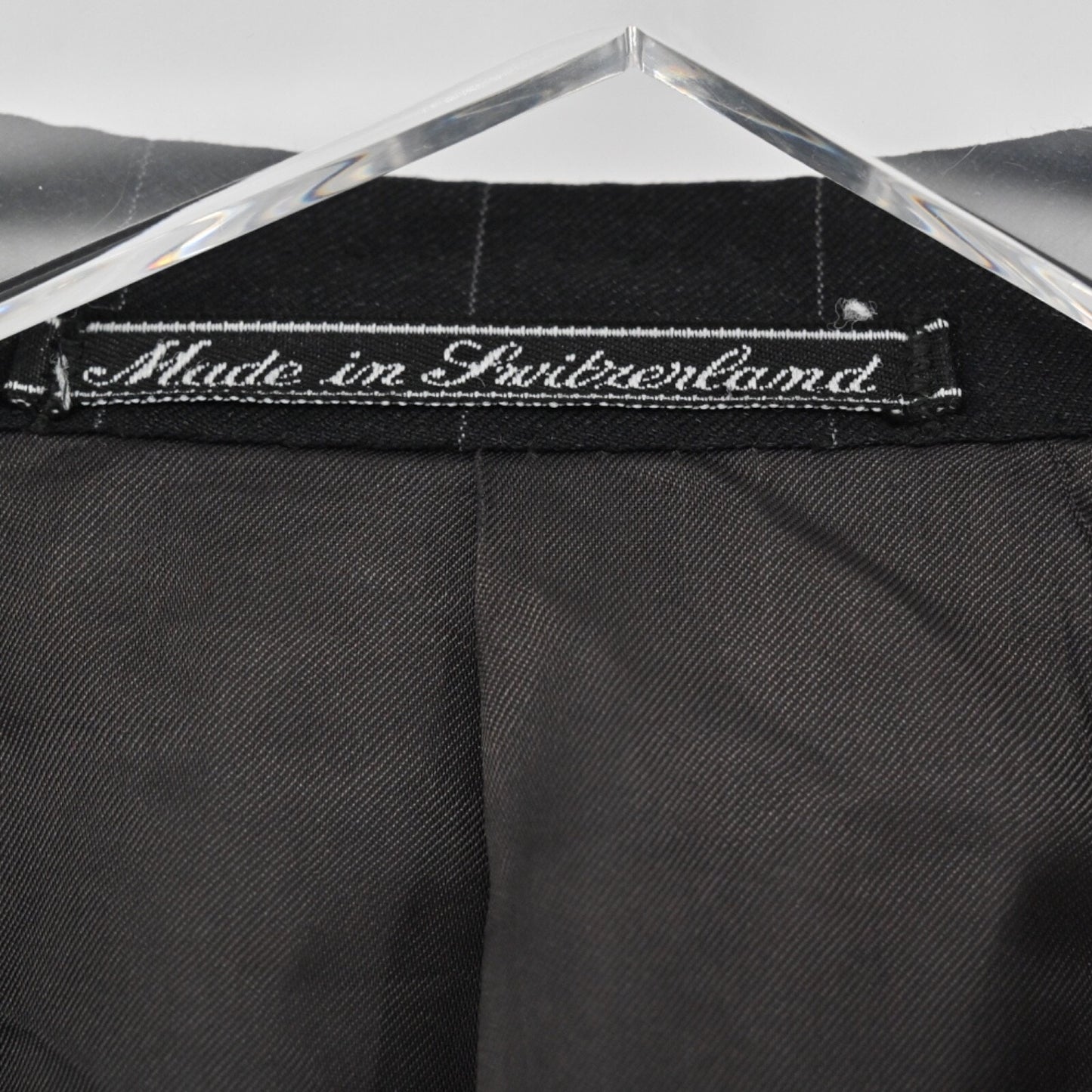 Vtg ERMENEGILDO ZEGNA Mens Pinstripe Blazer Size 46 Black Fine Worsted Wool 90s