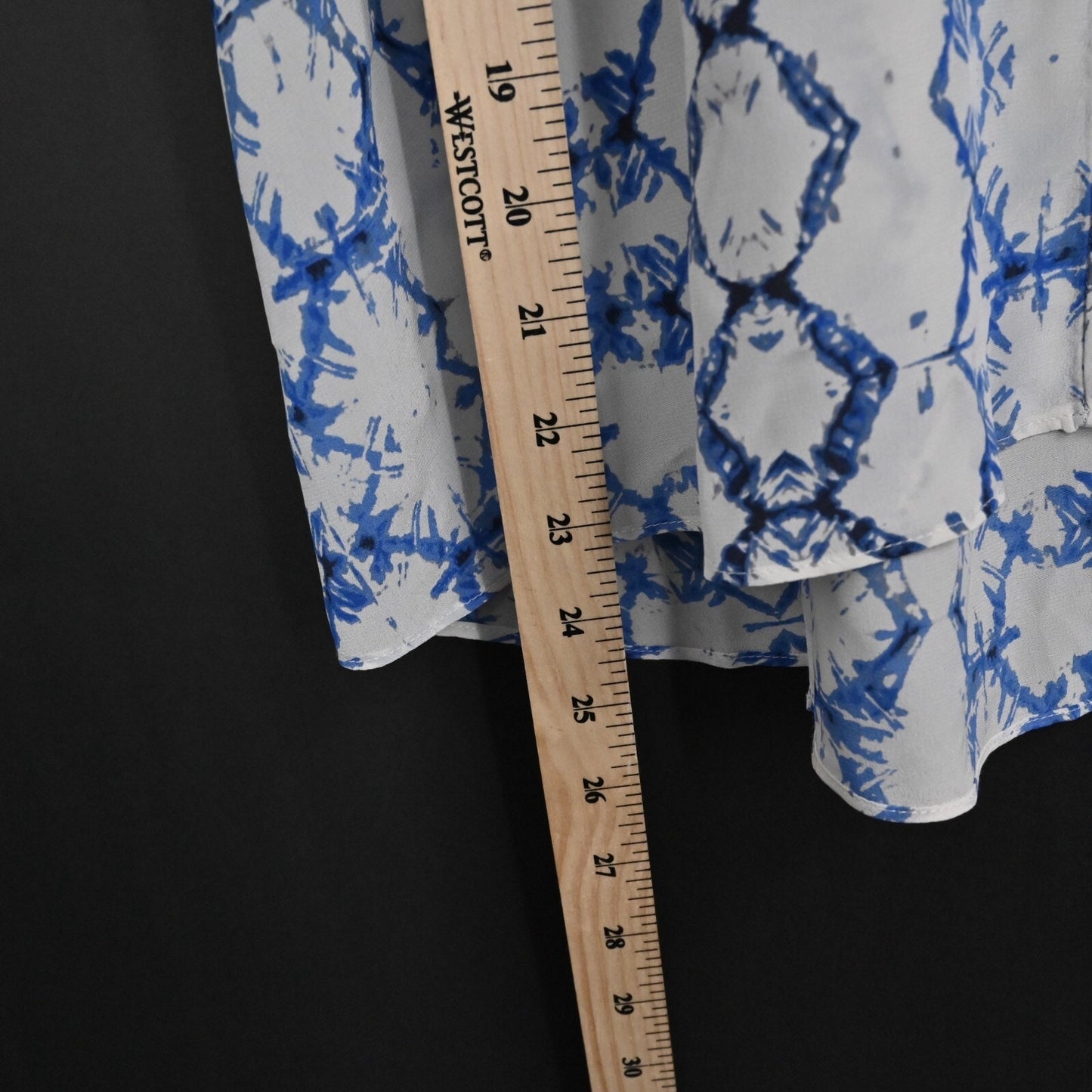 REBECCA TAYLOR Top Womens Sz 4 Exclusive Blue White Print Silk Sleeveless Blouse