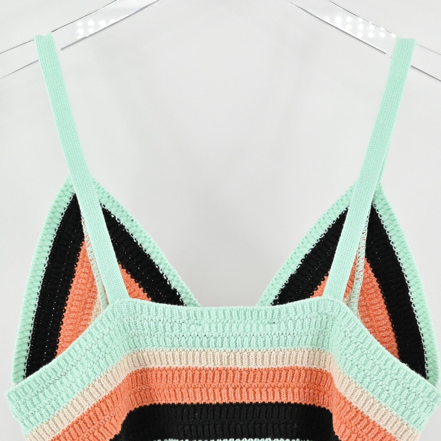 Zara Crochet Knit Crop Top Striped V Neck Sleeveless Summer Casual Boho