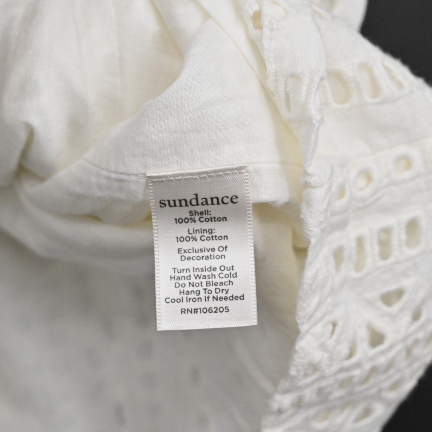 SUNDANCE Womens Eyelet Top Size XXL Sleeveless Sugar Sand Ivory Pom Pom Blouse