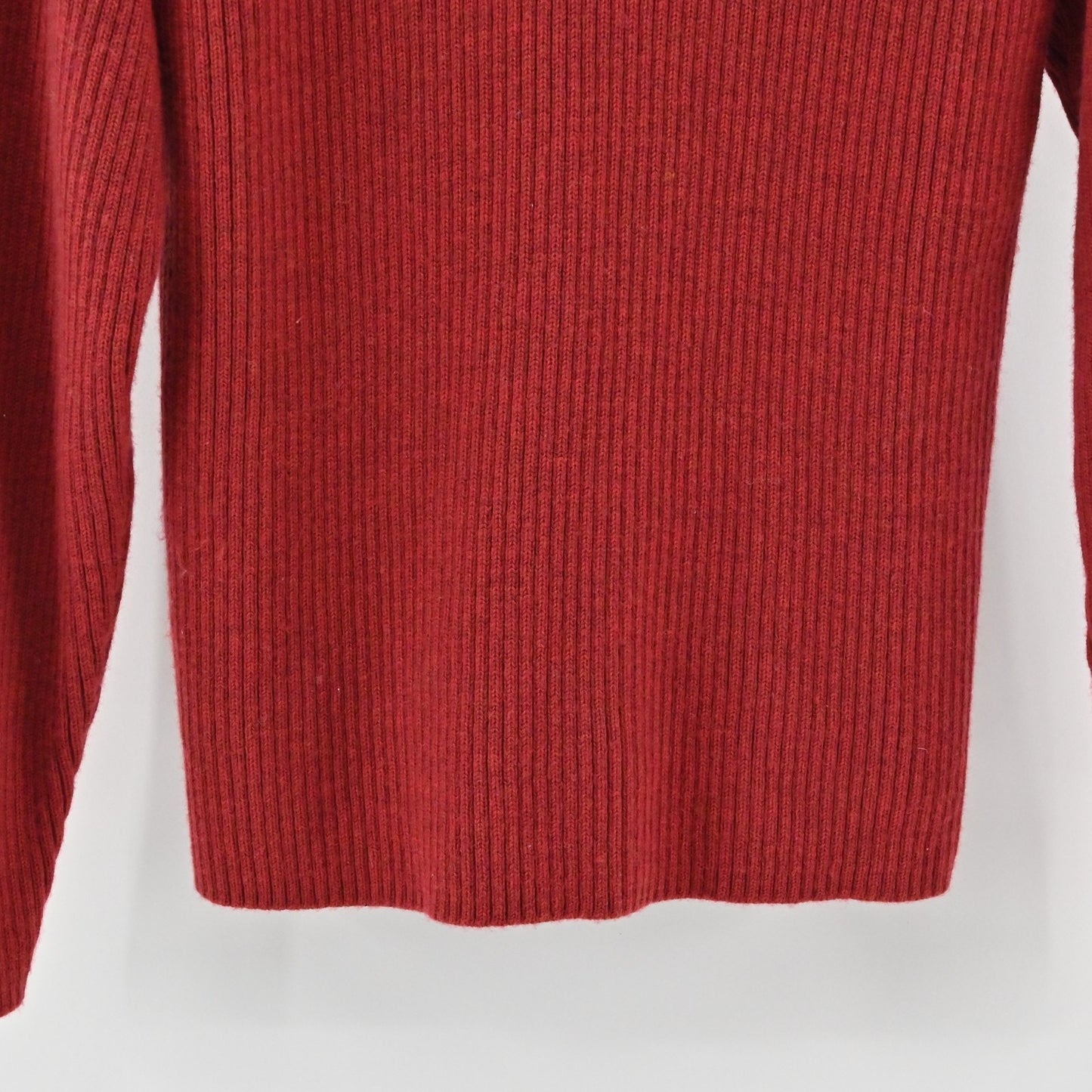 Eileen Fisher Womens Open Front Ribbed Cardigan Sweater Size S Red Wool Knit