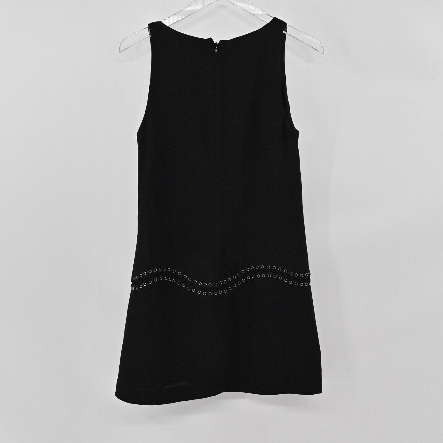 RAMY BROOK Dress Sz 2 Black Grommet Lace Up Drop Waist V Neck Shift Sleeveless