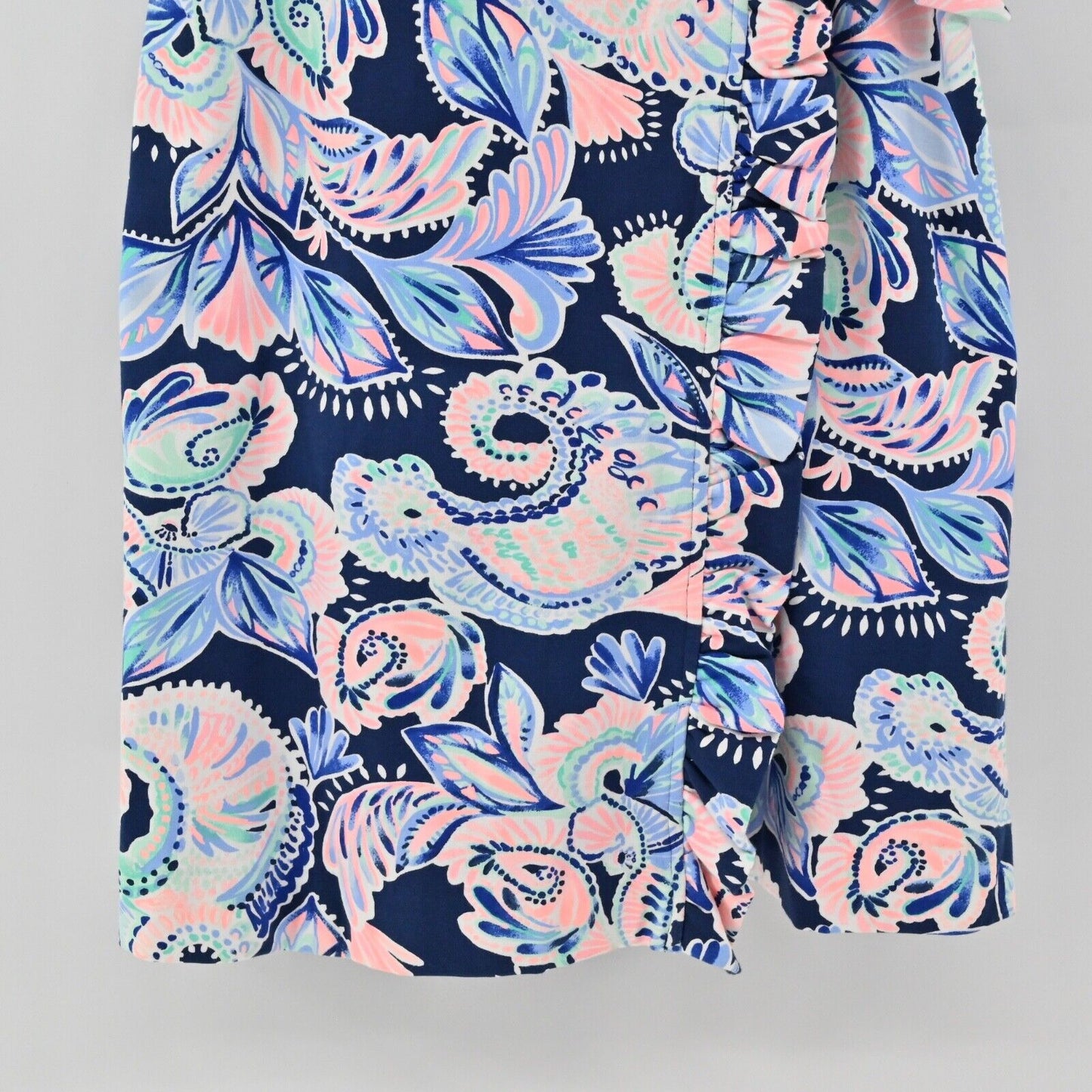 LILLY PULITZER Dress Womens Size XS Romee Wrap Blue Holy Flockamolie Ruffle NEW