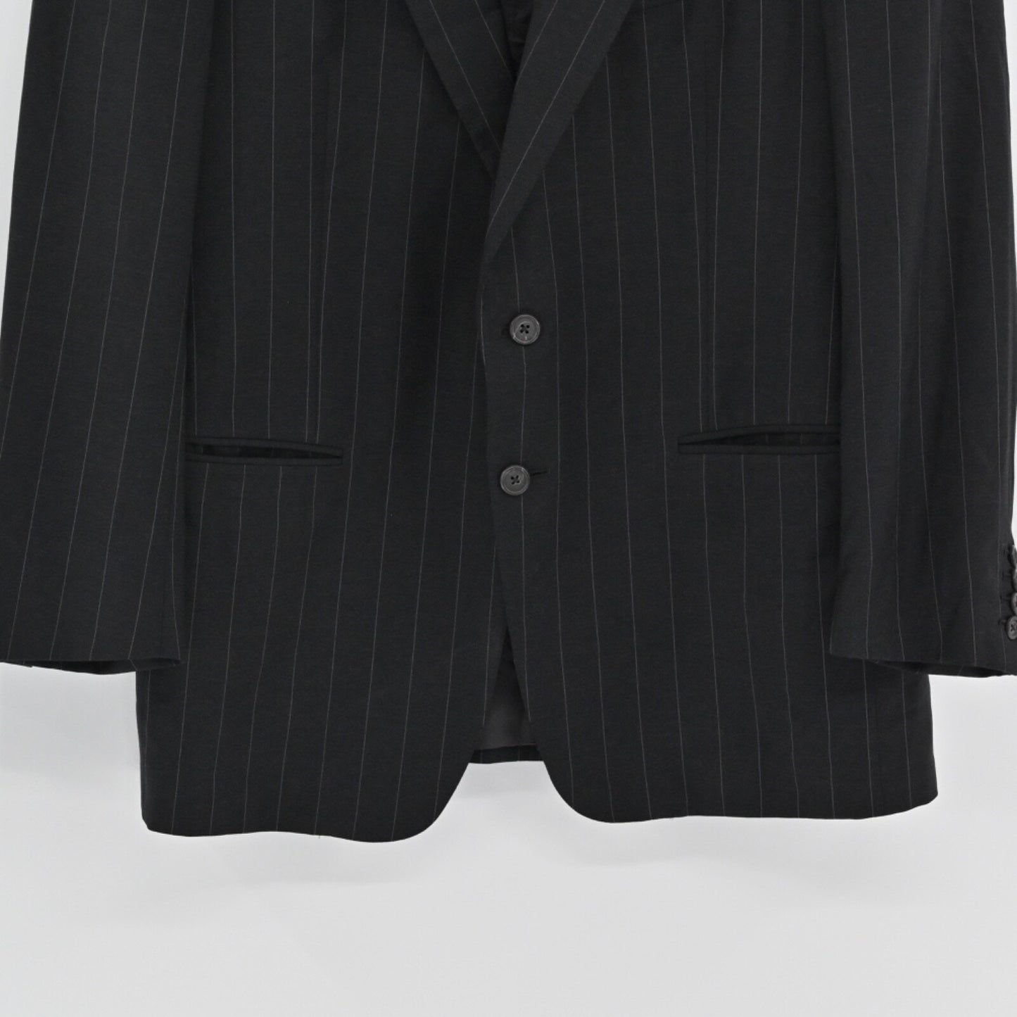 Vtg ERMENEGILDO ZEGNA Mens Pinstripe Blazer Size 46 Black Fine Worsted Wool 90s