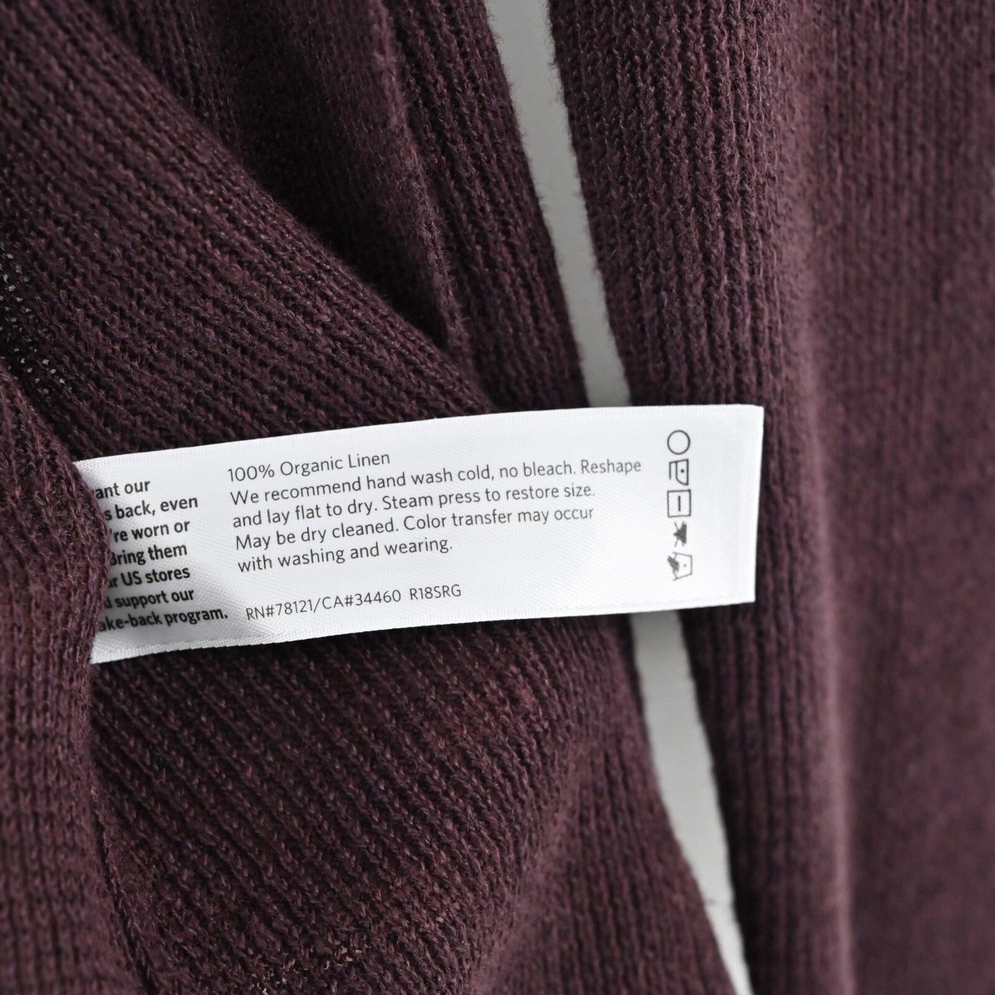 EILEEN FISHER Cardigan Sweater Womens Size PP Dark Burgundy Organic Linen Knit