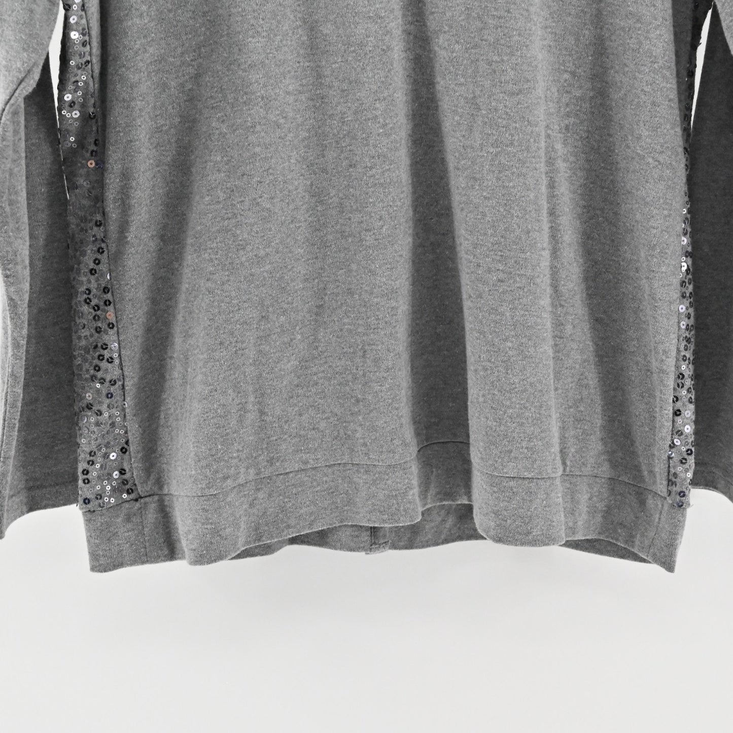Quacker Factory Womens Sequin Cardigan Size M Silver Gray Button Front Sweater
