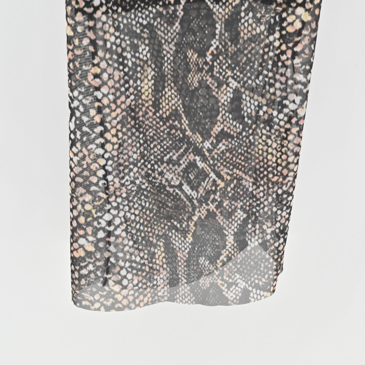 ALLSAINTS Nora Waima Dress Size 6 Slim Fit Ruched Midi Black Snake Motif Print